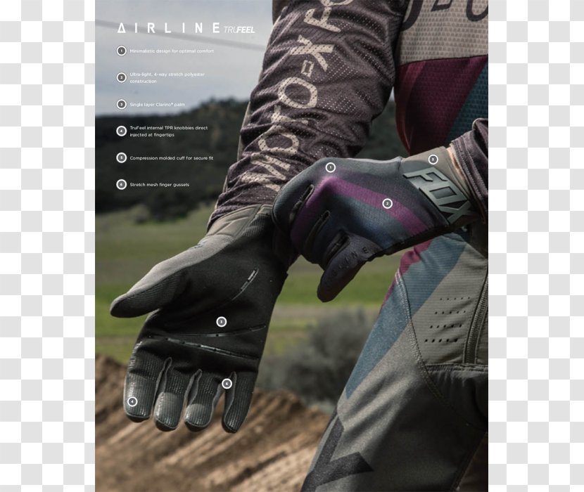 Glove Fox Racing Clothing Charcoal - Hand Travel Ui Transparent PNG