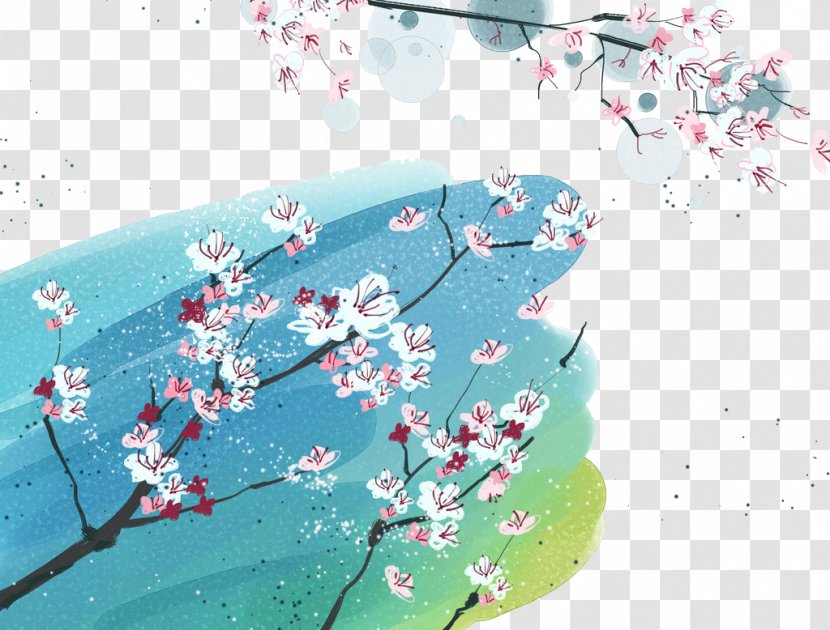 Watercolor Painting Plum Blossom Ink Wash Illustration - Croquis - Flowers Transparent PNG
