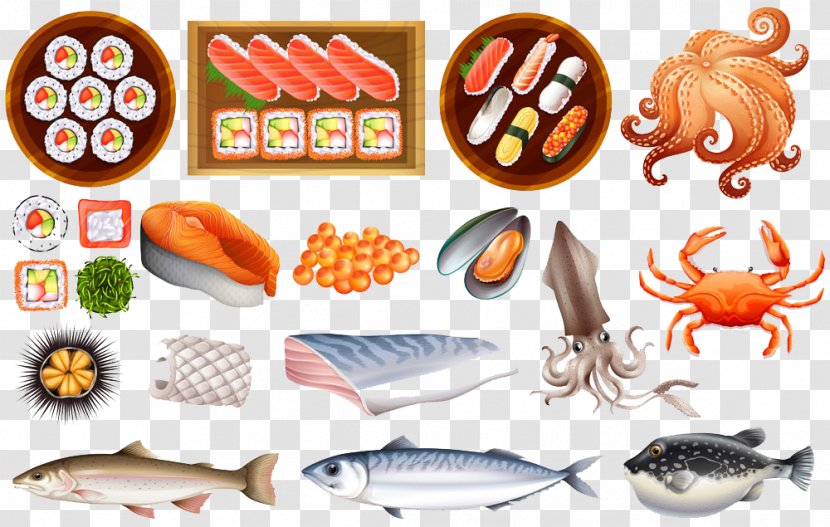 Japanese Cuisine Sushi Onigiri Squid As Food Seafood - Illustration Transparent PNG