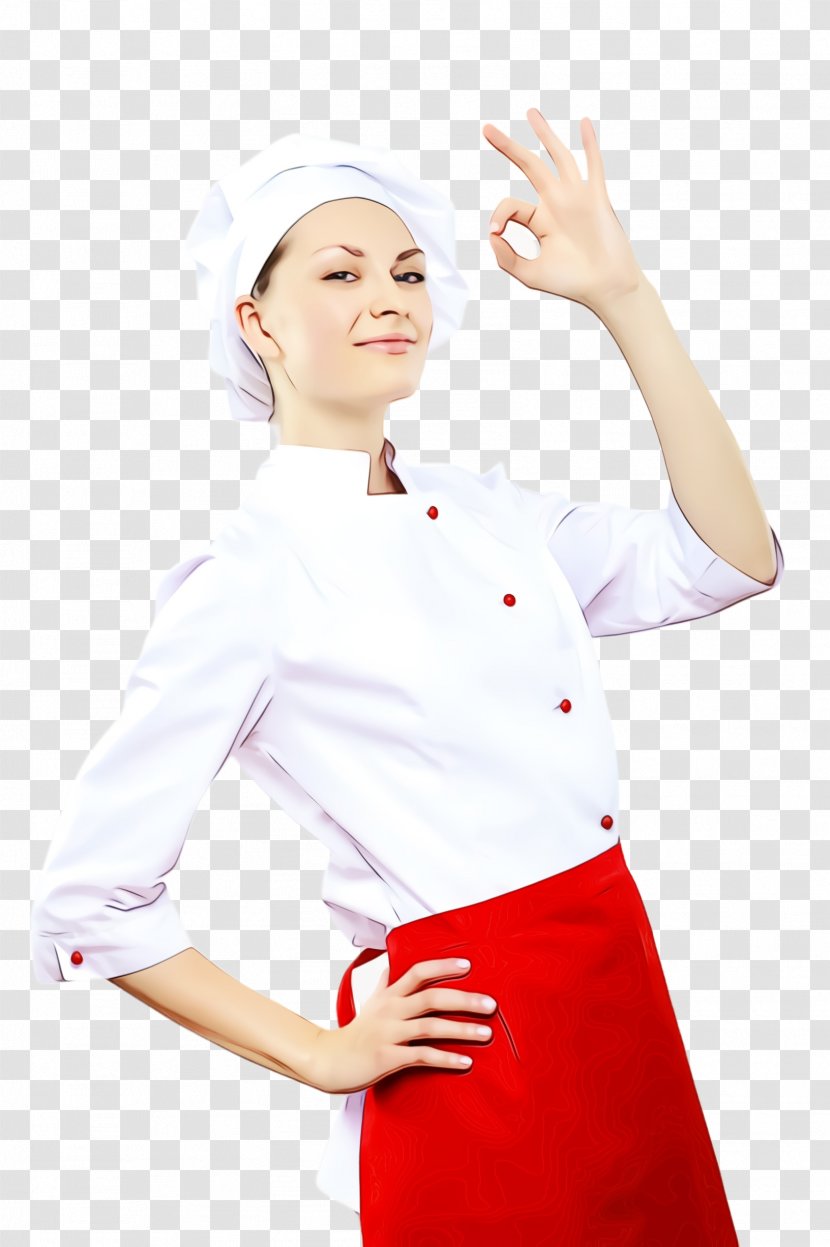 White Clothing Red Cook Uniform - Finger Hand Transparent PNG