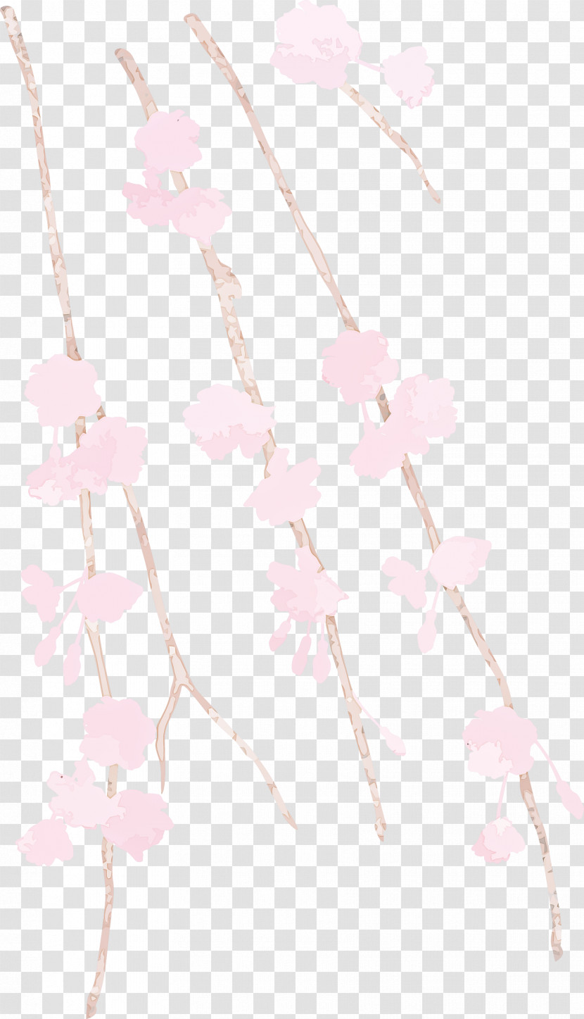 Pink White Branch Line Twig Transparent PNG
