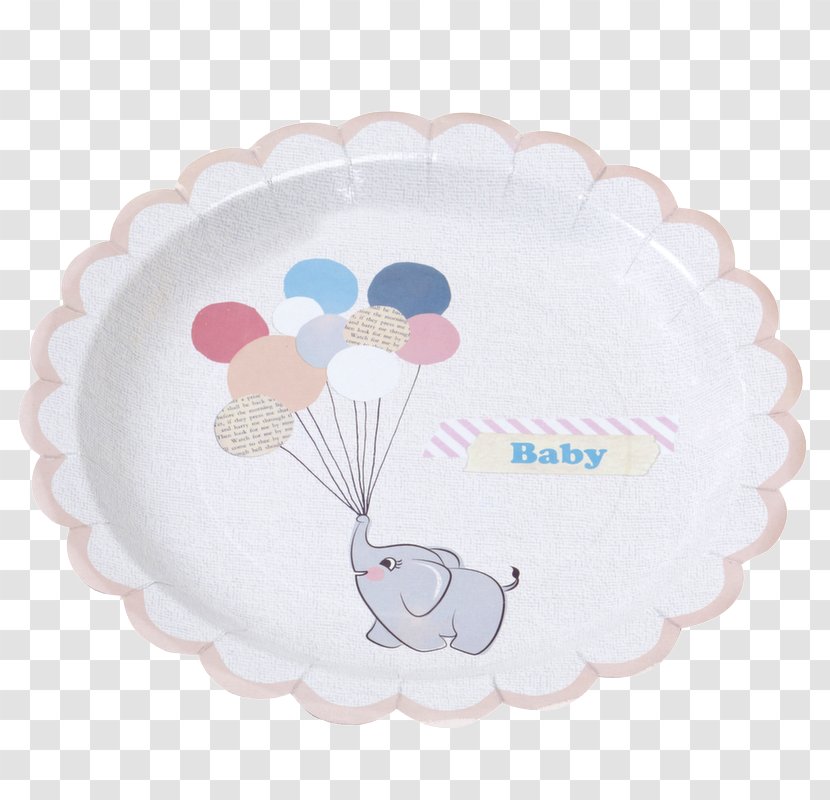 Plate Baptism Porcelain Tableware - Seeing Pink Elephants Transparent PNG