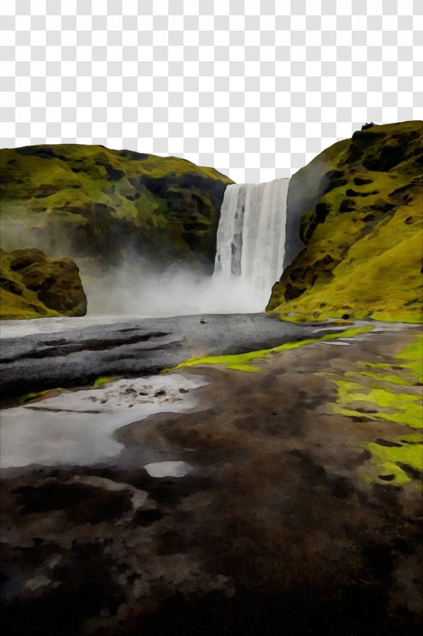 Waterfall - Watercolor - Landscape State Park Transparent PNG