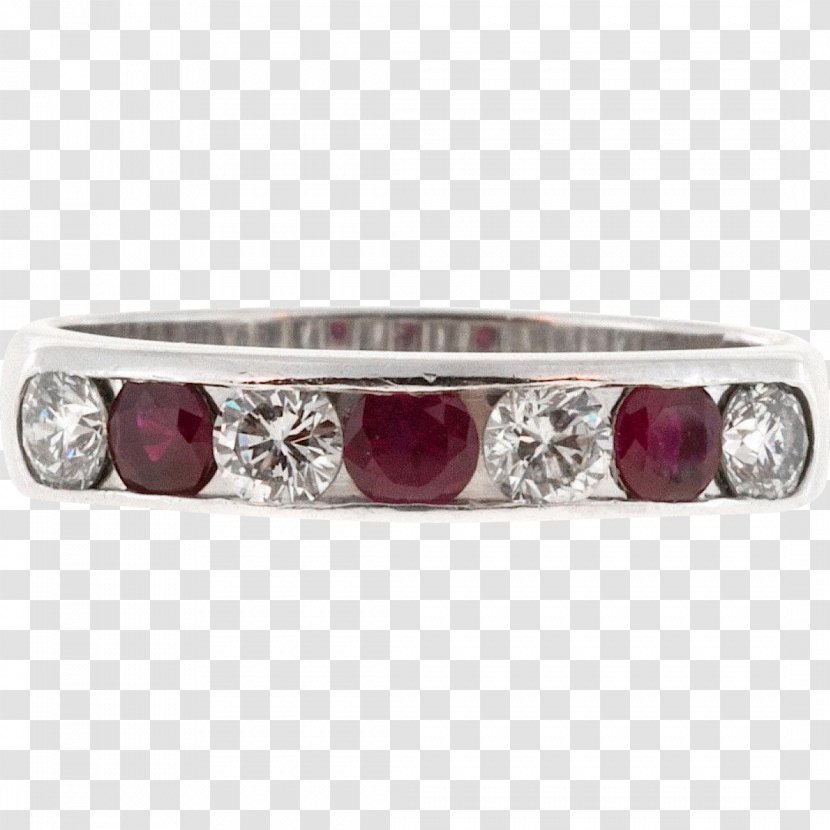 Ruby Wedding Ring Diamond Platinum - Gemstone Transparent PNG