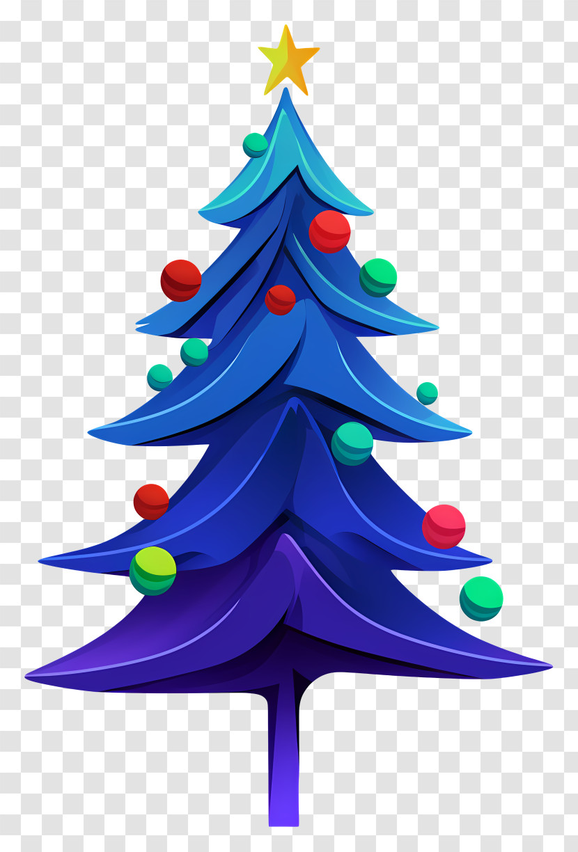 Blue Christmas Tree - Blue Christmas Tree With Colorful Decorations Transparent PNG