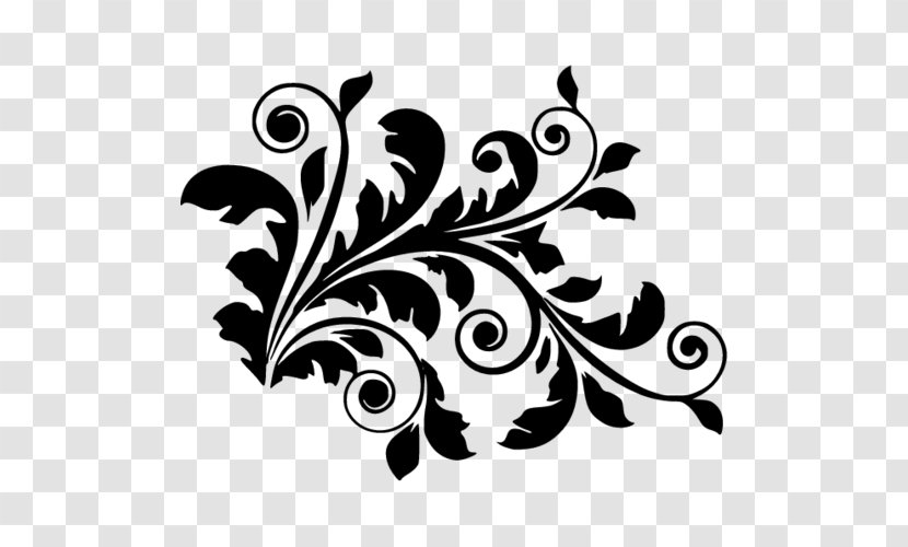Floral Design Graphic - Black And White Transparent PNG