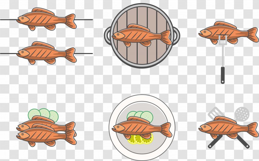 Fried Fish Roasting Clip Art - Cartoon Transparent PNG