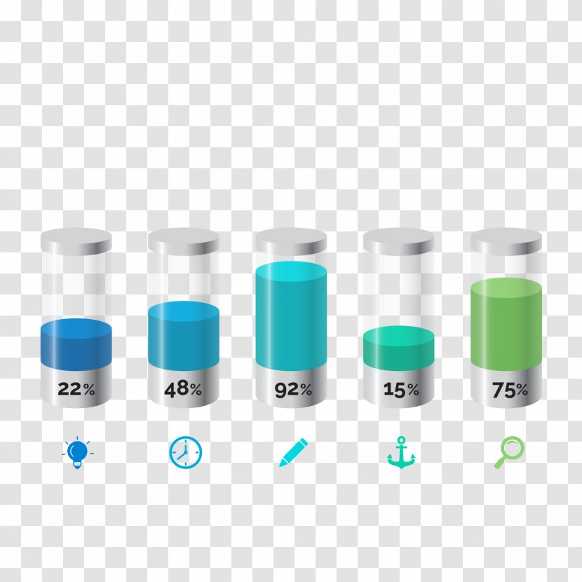 Cylinder Bar Chart Diagram - Infographic - Vector Power Scale Transparent PNG