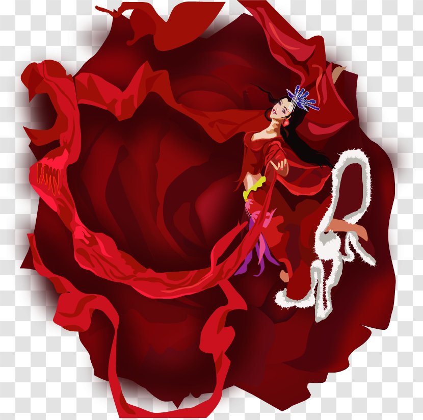 China Adobe Illustrator Illustration - Rose - Vector Painted Red Dancers Transparent PNG