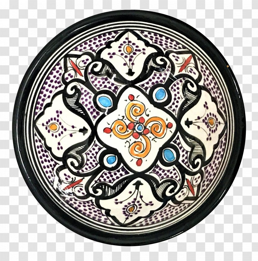 Ceramic Bowl Plate Morocco Pattern - Art - Hand Painted India Bohemian Transparent PNG