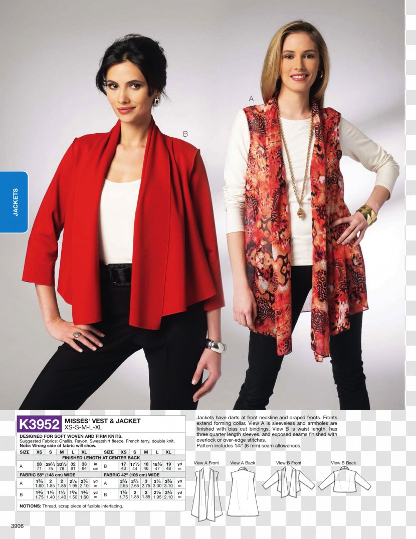 Outerwear Jacket Coat Gilets Pattern - Cape Transparent PNG