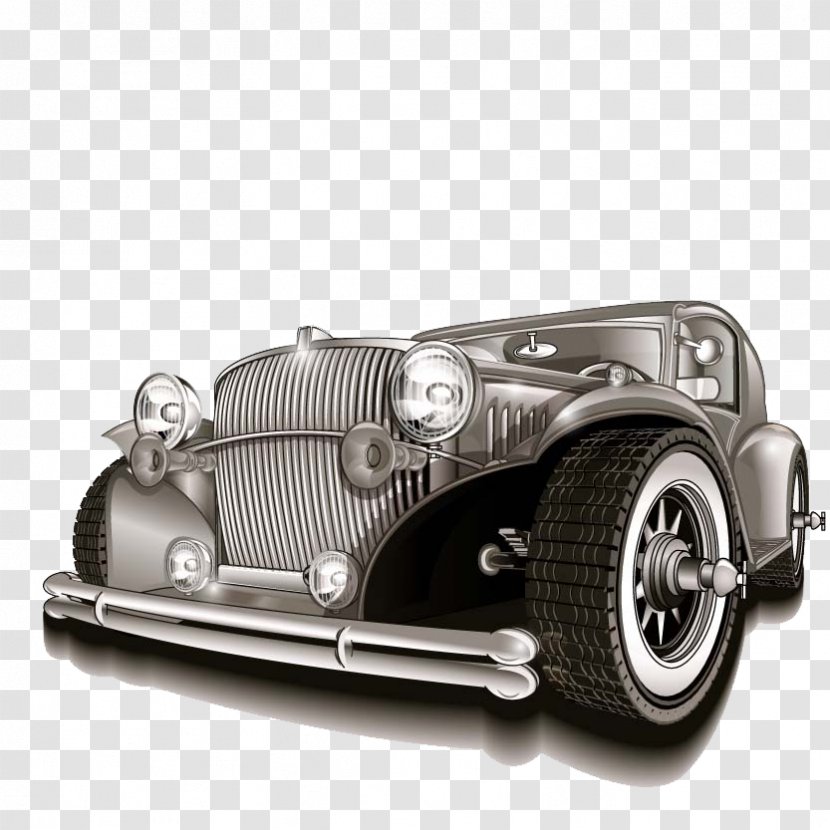 Vintage Car Automobile Repair Shop Motor Vehicle Service - Cartoon Painted Gray Background Transparent PNG