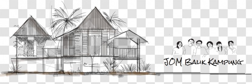 Malay Houses Kampong Log Cabin Sketch - Cartoon Transparent PNG