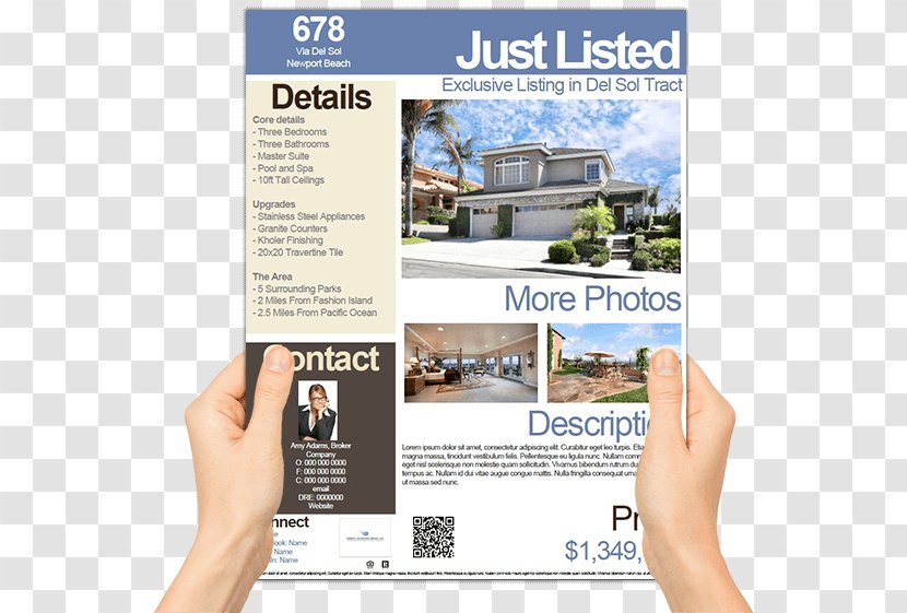 Flyer Real Estate Agent Brochure Commercial Property - Direct Marketing - Leaflets Transparent PNG