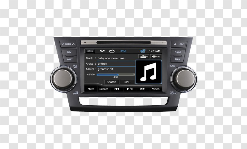 Car Toyota Highlander GPS Navigation Systems Automotive System - Vehicle Audio - Multimedia Branding Transparent PNG