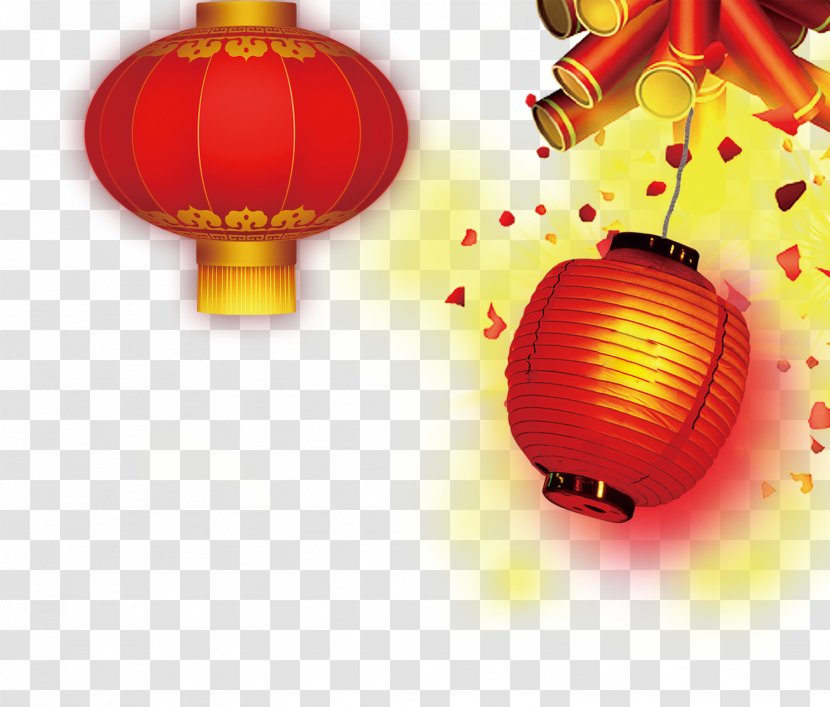 Chinese New Year Lantern Firecracker - Orange - Festival Fireworks Element Transparent PNG