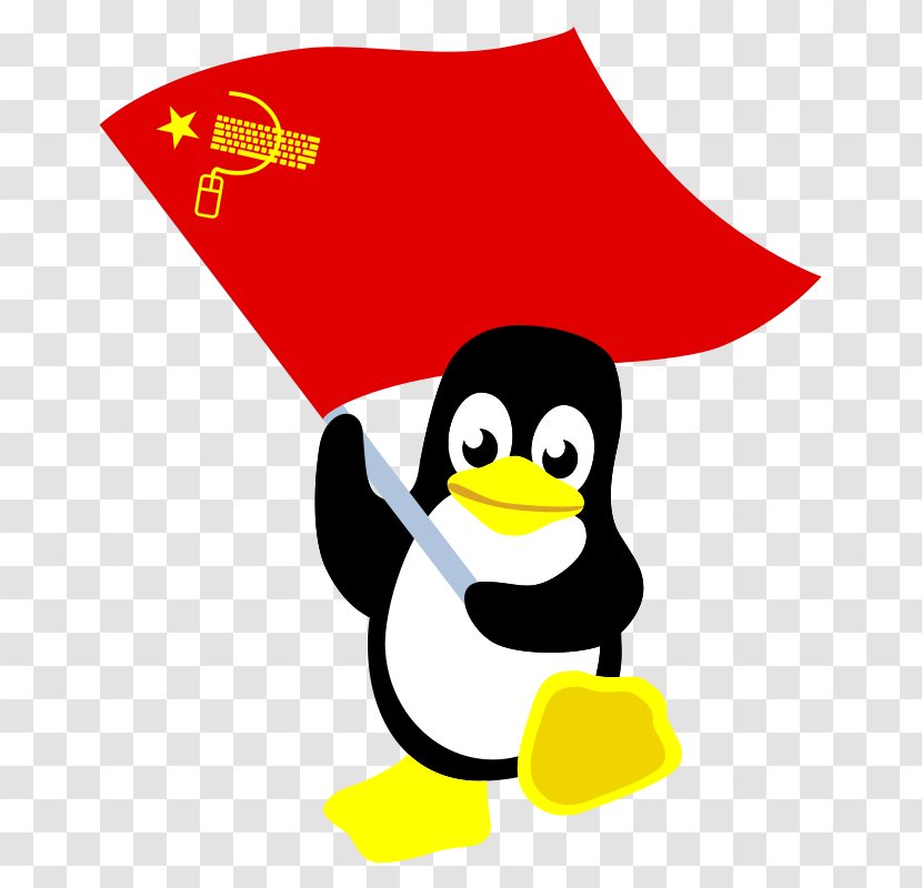 Tux Racer Red Flag Linux - Beak - Hacker Cliparts Transparent PNG