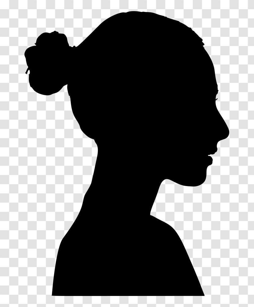 Silhouette Female Clip Art - Black - Head Transparent PNG