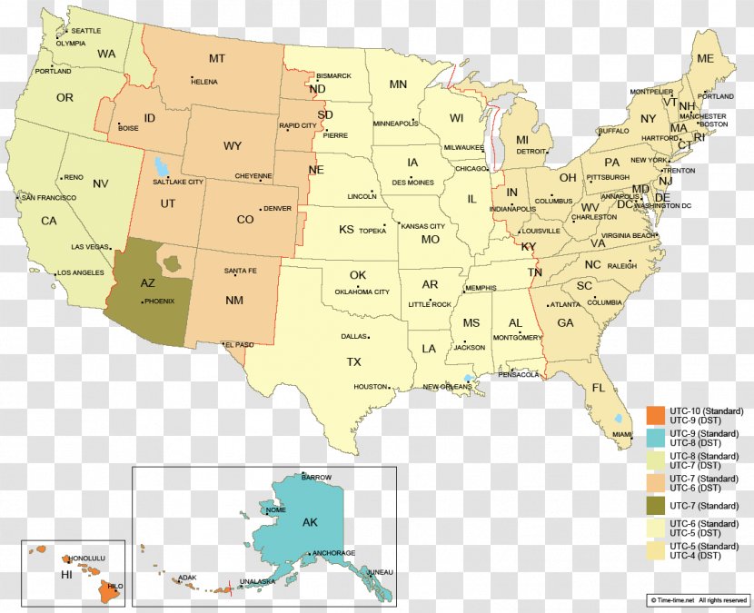 United States World Map Time Zone - Ecoregion Transparent PNG