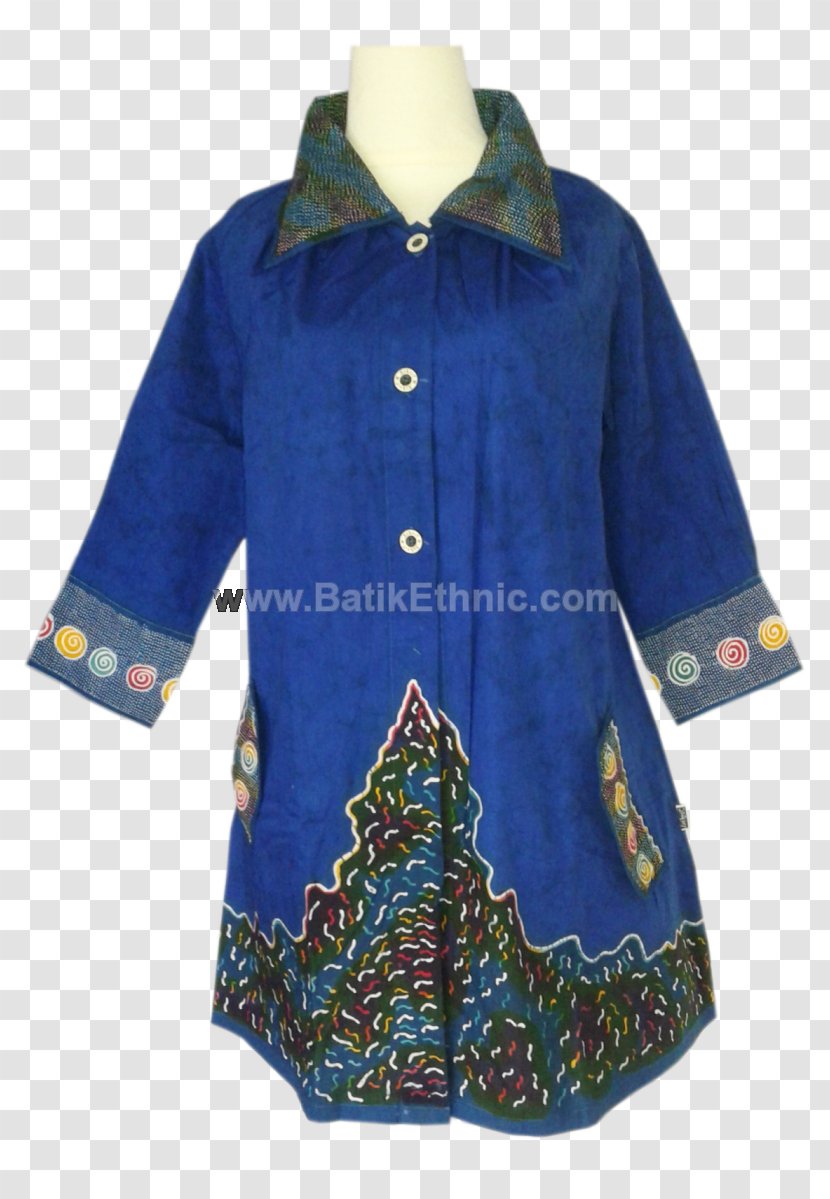Sleeve Blouse Outerwear Dress Electric Blue - Motif Batik Transparent PNG