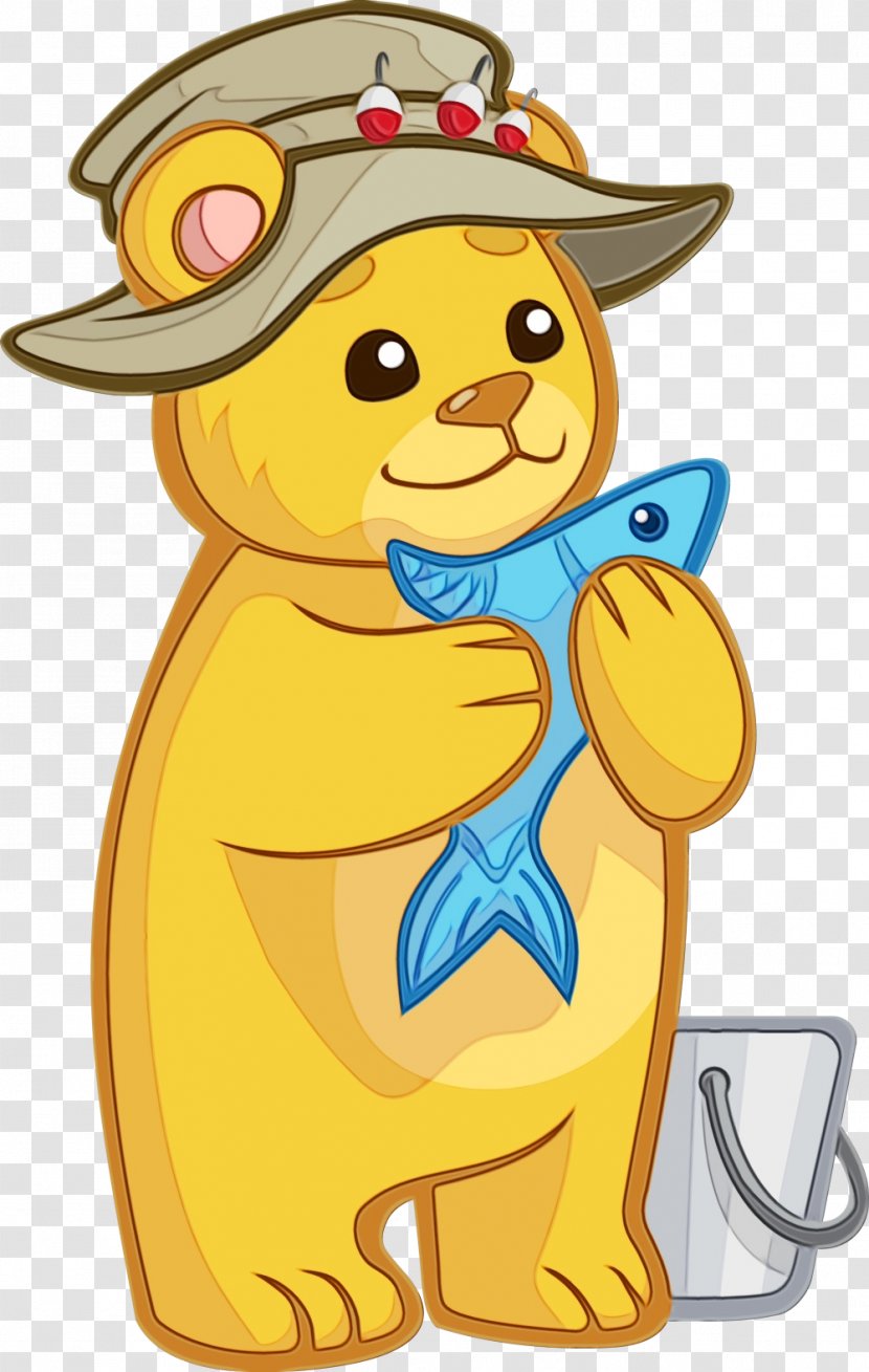 Bear Background - Fish - Yellow Cartoon Transparent PNG