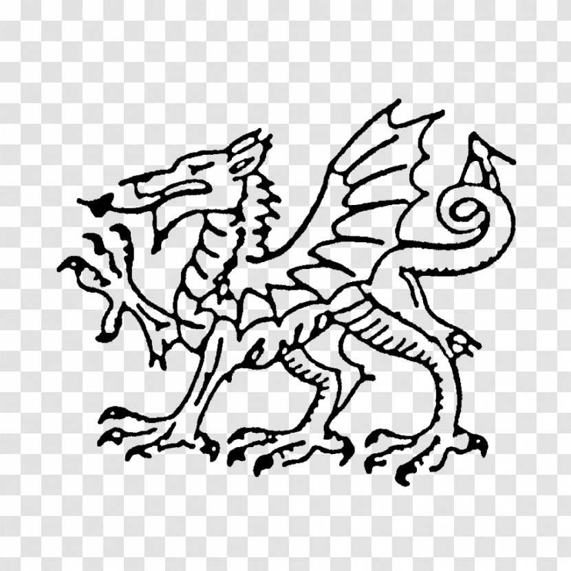 Welsh Dragon Rubber Stamp - Line Art Transparent PNG