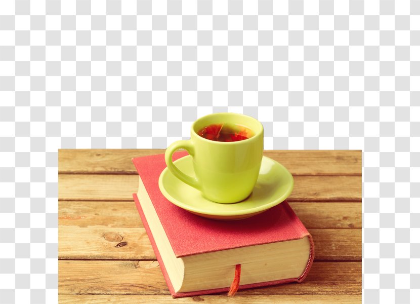 Flowering Tea Coffee White Breakfast - Drinking - Wooden Table Of Books And Cups Transparent PNG