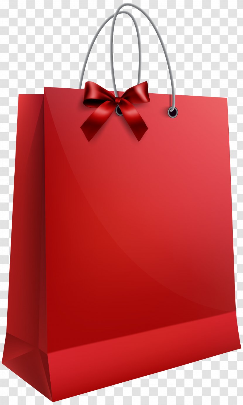 Gift Bag Clip Art - Red With Bow Image Transparent PNG