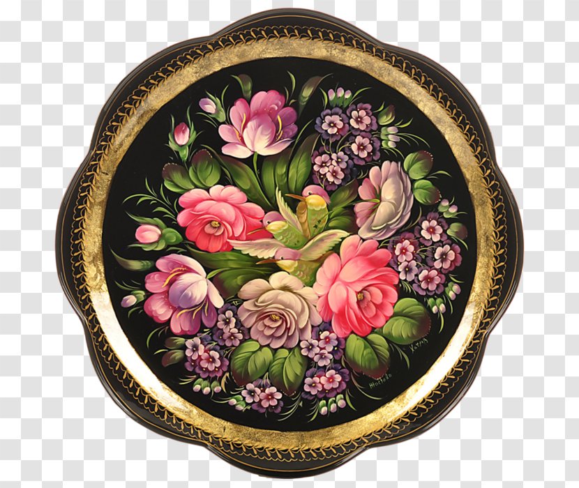 Zhostovo Painting Russia Folk Art - Floral Design Transparent PNG