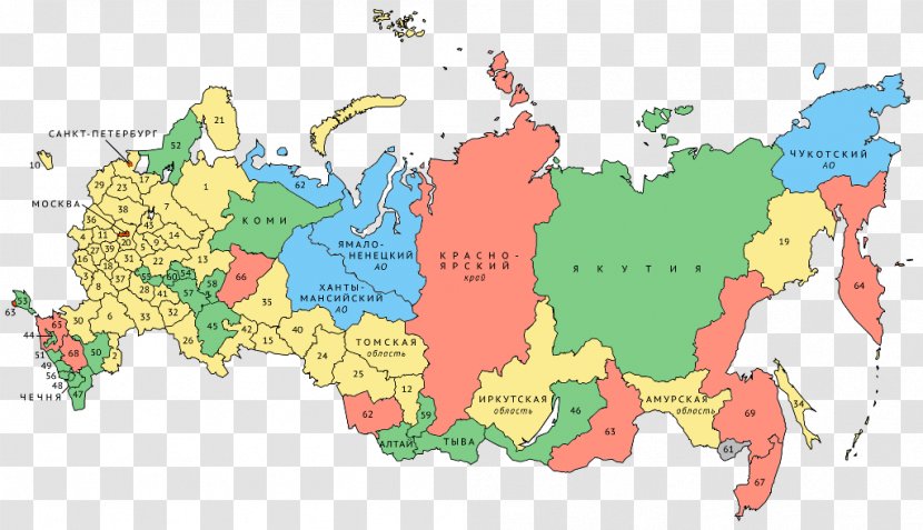 Oblasts Of Russia Republics Federal Subjects Russian Presidential Election, 2018 Map - Revolution Transparent PNG