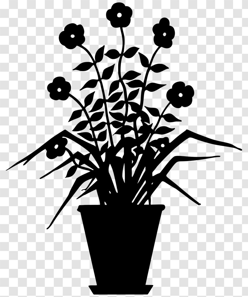 Floral Design - Vase - Wildflower Blackandwhite Transparent PNG