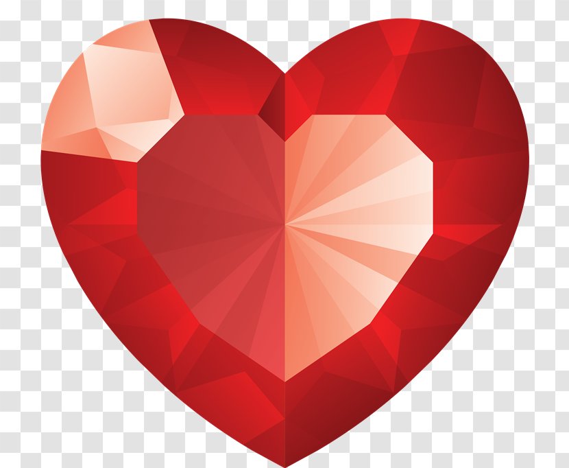 Heart Gemstone Emoticon Clip Art - Red - Of Love Transparent PNG