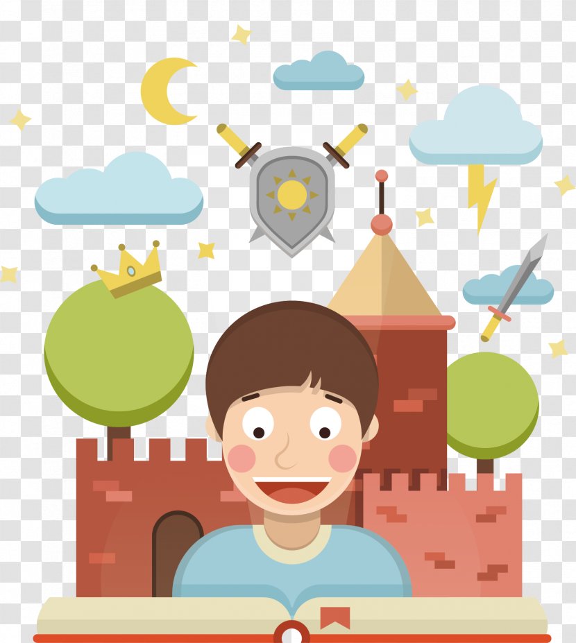 Euclidean Vector Child Illustration - Boy - Watching Wonderful Story Book Transparent PNG