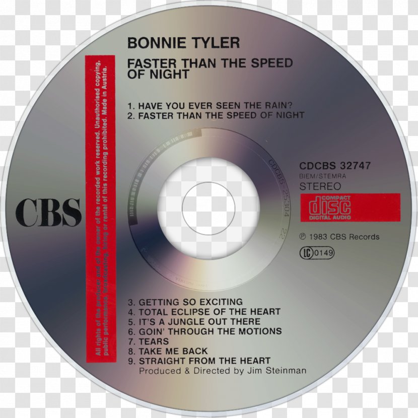 Compact Disc Faster Than The Speed Of Night Album Angel Heart - Tree - Bonnie Tyler Transparent PNG