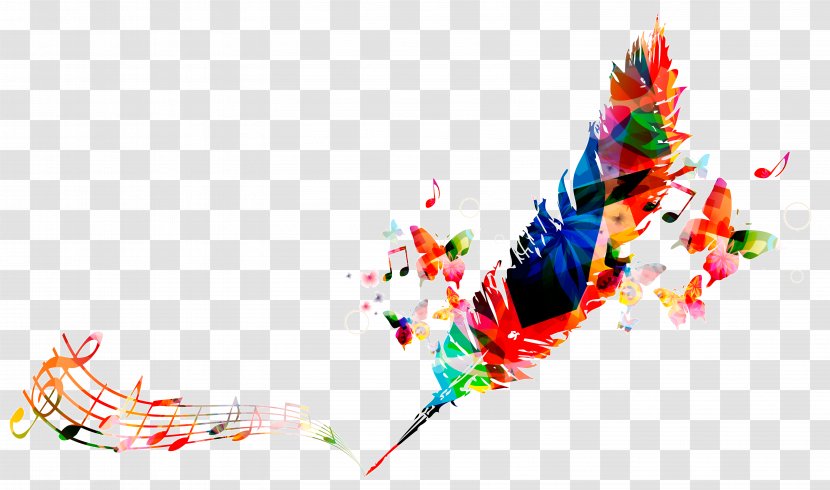 Musical Note Drawing - Watercolor - Feather Transparent PNG
