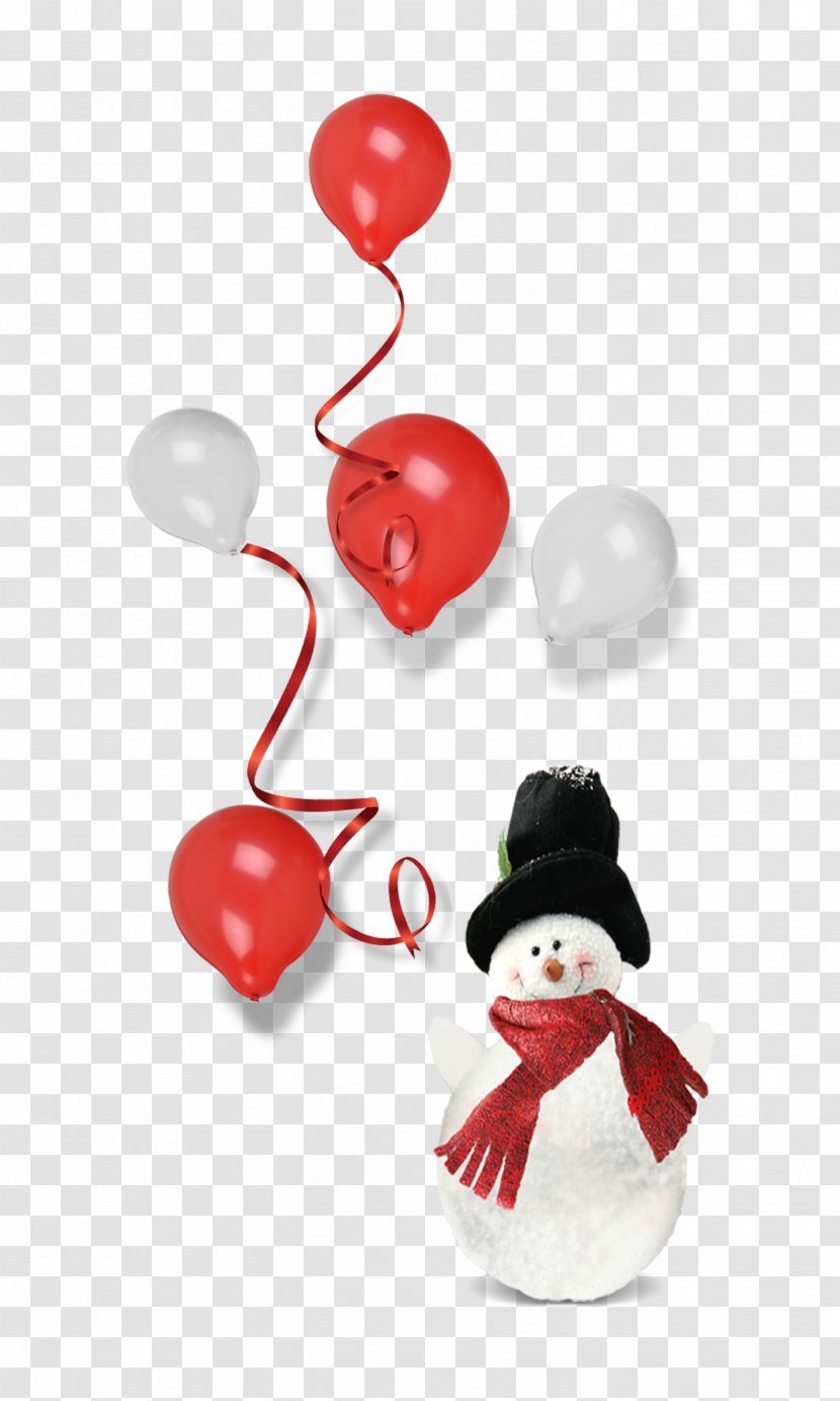 Snowman Computer File - Christmas Ornament - Holding Balloons Transparent PNG