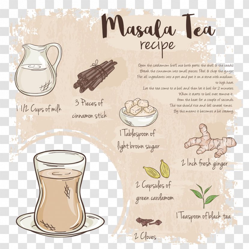 Tea Masala Chai Recipe Illustration - Cup - Drinks Single Vector Transparent PNG