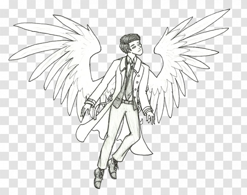 Fairy Line Art Cartoon White Sketch - Angel Transparent PNG