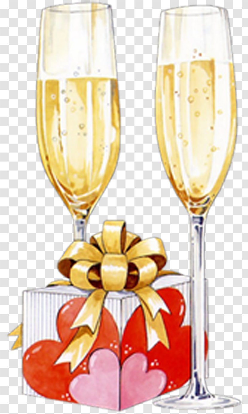 Birthday Cake Toast Happiness Wish - Champagne Stemware Transparent PNG