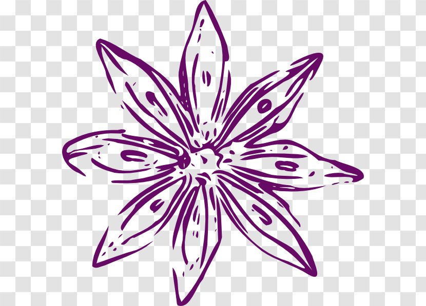 Flower Line Art Clip - Purple Transparent PNG