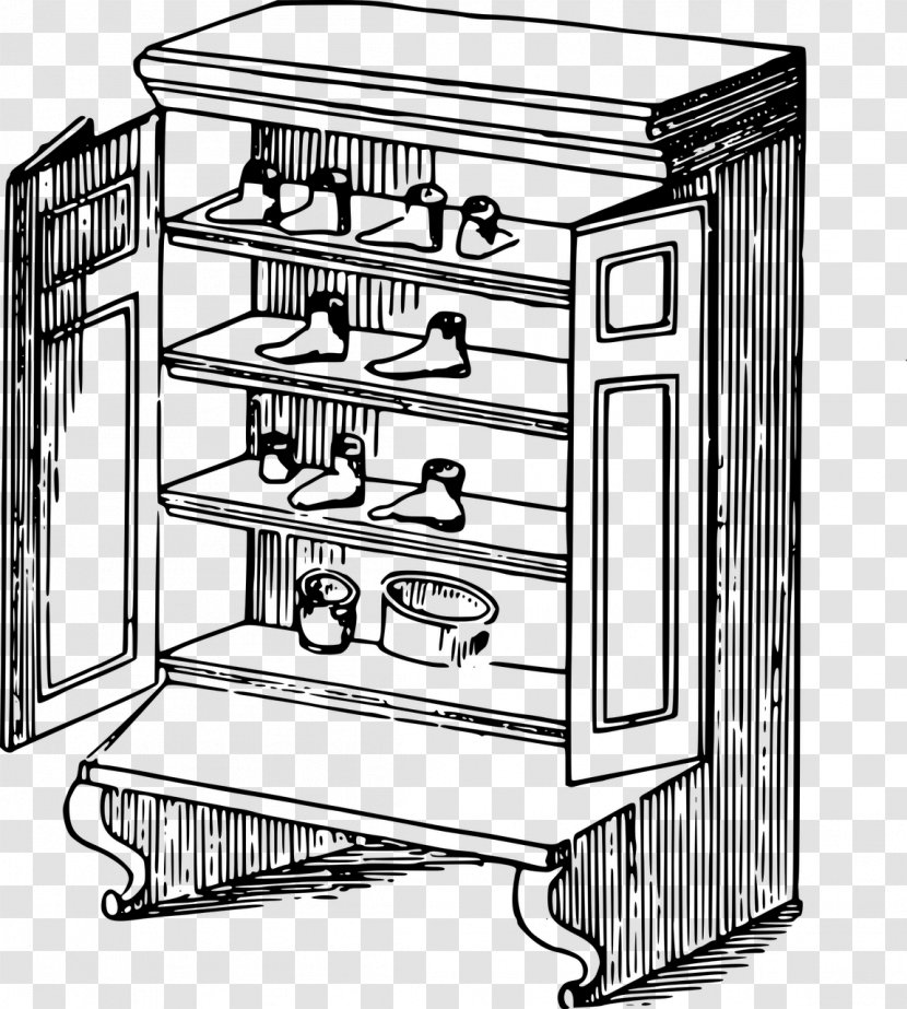 Cupboard Armoires & Wardrobes Clip Art - Black And White Transparent PNG