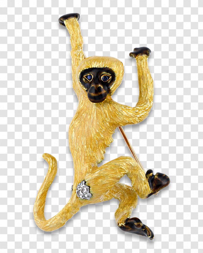 Monkey Brooch Gold Charms & Pendants Diamond - Primate Transparent PNG