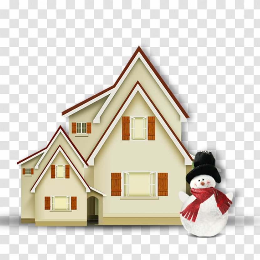 Christmas Decoration House Snowman - Gift - Villa Pull Material Free Transparent PNG