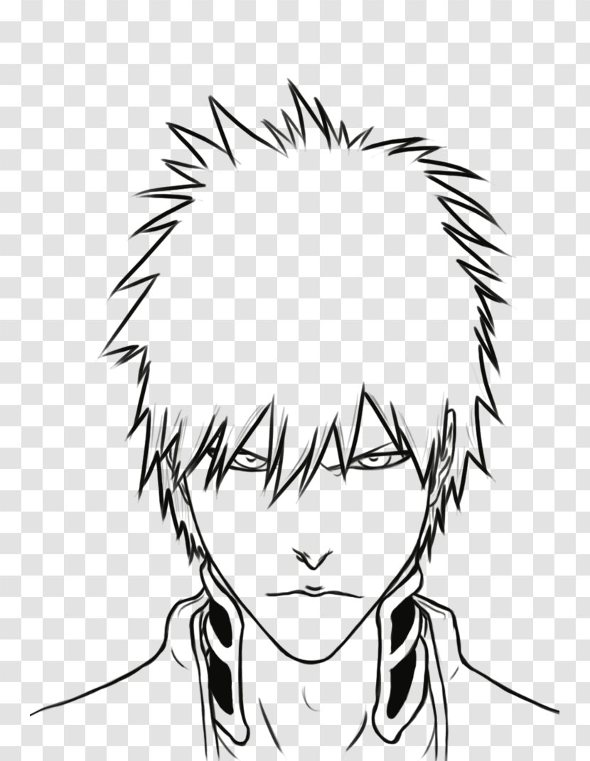 Ichigo Kurosaki Line Art Drawing Bleach - Heart Transparent PNG