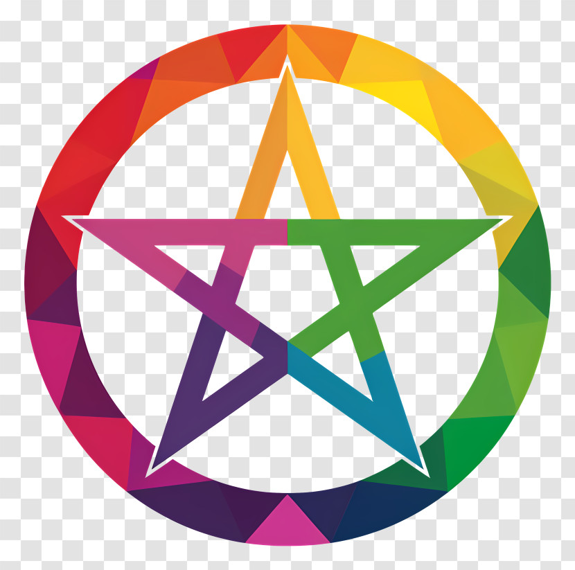 Pentacle - Rainbow Pentagram Symbol Transparent PNG