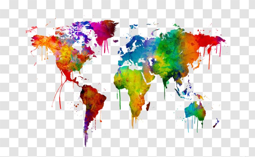 World Map Watercolor Painting Art Transparent PNG