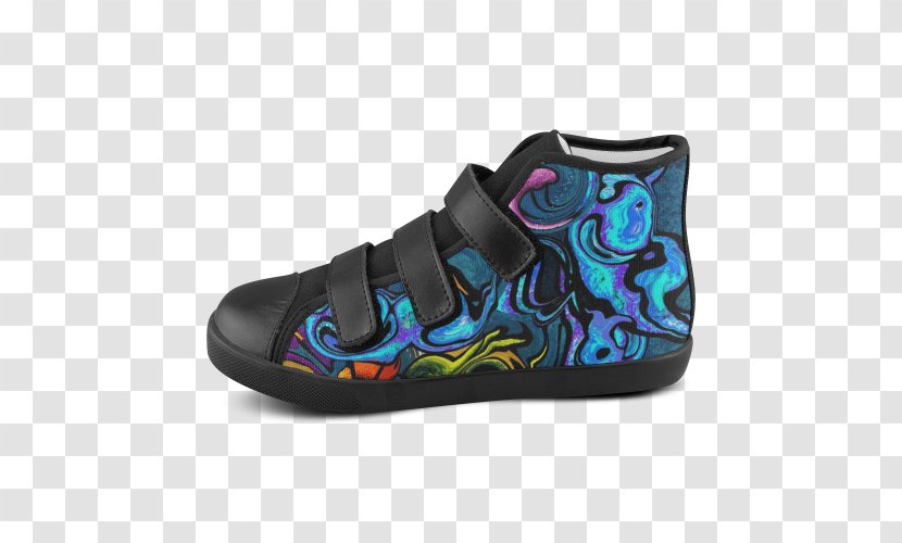 Sneakers High-top Skate Shoe Hook-and-loop Fastener - Footwear - Blue Abstract Pattern Transparent PNG