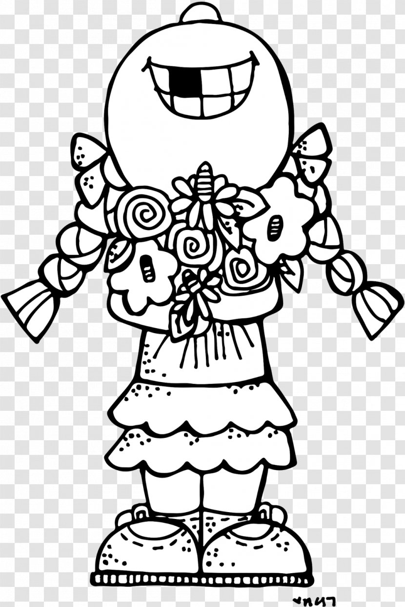 Drawing Coloring Book Clip Art - Black And White - The Little Monkey Scatters Flowers Transparent PNG