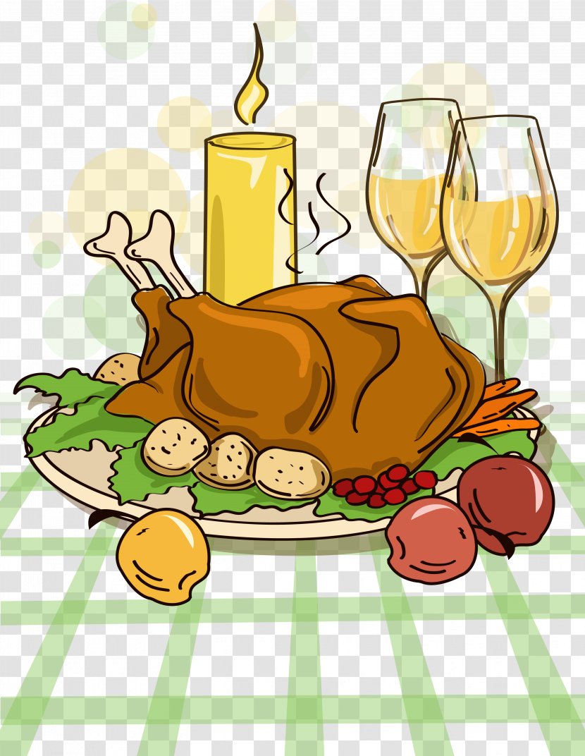 Turkey Pilgrim Thanksgiving Dinner Cartoon - Drawing - Chicken Candlelight Transparent PNG