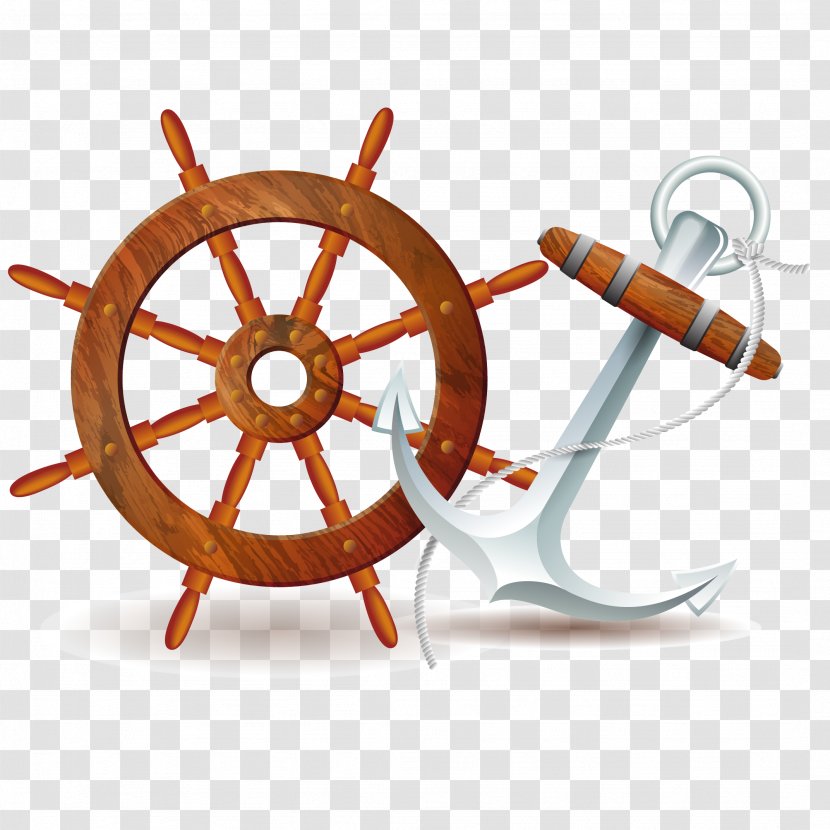 Ship's Wheel Clip Art - Orange - Vector Anchor Transparent PNG